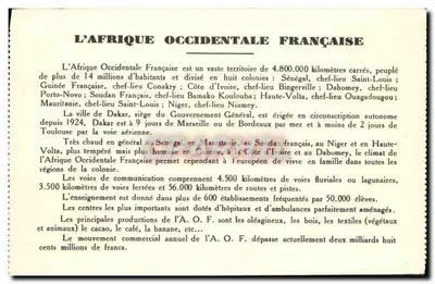 Afryka Zachodnia Francuska — mapa geograficzna i opis kolonialny — wydawca nieznany, numer serii nie widoczny — Rewers
