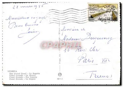 Veneza - Canal Grande - Regata Histórica — Editor: E. Fil. Scrochi, n° 4871-5 — Verso