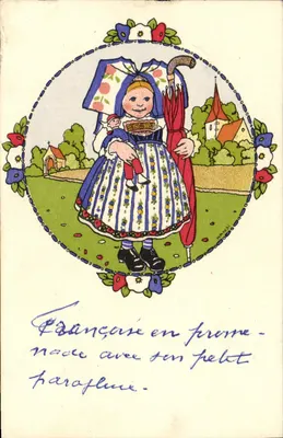 Bilhete postal antigo Hansi Enfants Alsace