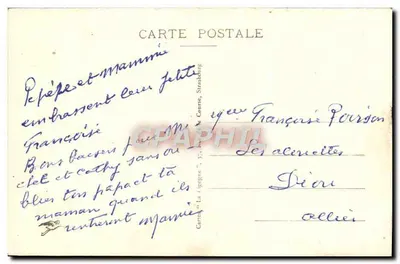 Bilhete postal antigo Hansi Enfants Alsace — Verso