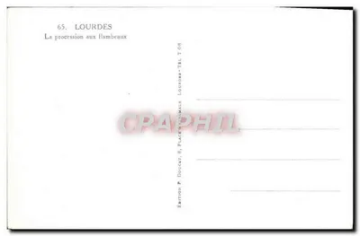 Lourdes — La procession aux flambeaux — Édition P. Doucht, 8, Place des Marts, Lourdes — Rewers