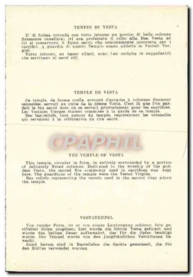 Stara pocztówka Roma Tempio Di Vesta — Rewers