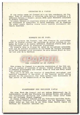 Roma - Chiostro di S. Paolo — éditeur non visible, n° de série non lisible — Verso