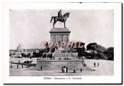 Roma - Monumento a G. Garibaldi — statue équestre sur piédestal orné, éditeur inconnu