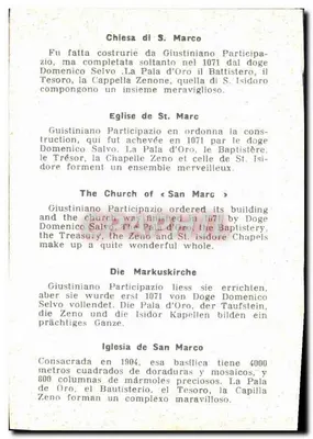 Praça São Marcos em Veneza — Basílica São Marcos — editor desconhecido, número de série não visível — Verso