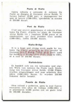 Ponte di Rialto — Venezia — editore sconosciuto, numero di serie non visibile — Verso