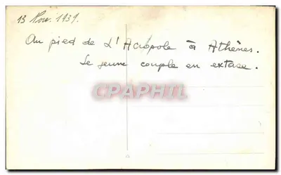 Akropolis w Atenach — para w ekstazie — datowana 13 lis. 1939 — Rewers