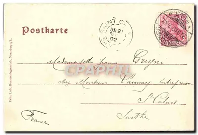 Stara pocztówka Straßburg Katedra Munster — Rewers