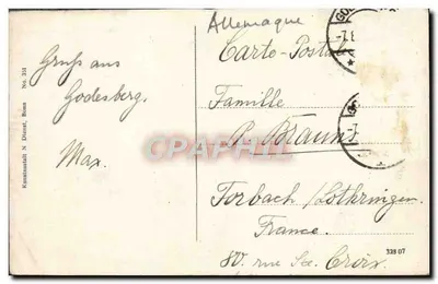 Drachenfels i Rhöndorf — Rhin — Kunstanstalt N. Dienst, Bonn, Nr 351 — Rewers