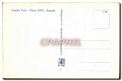 Chata KSTL Kamzík — Vysoké Tatry — wydawca Náhledom R.C.R. n° 47290 — Rewers
