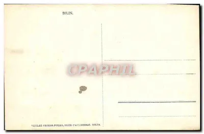 Pejzaż Bilin — wydawca Verlag Friedr. Poles, Bilin — Rewers