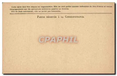Korespondencja Armii Republiki — Karta w zwolnieniu — Model A' — Rewers