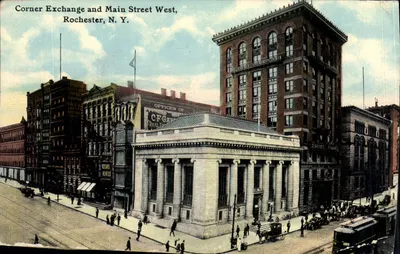 Corner Exchange and Main Street West — Rochester, N.Y. — éditeur : C.F. GARRISON & CO.