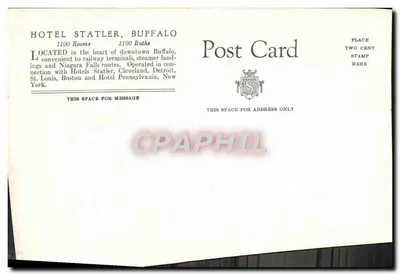 Hotel Statler Buffalo — Delaware Avenue at Niagara Square — Statler Garage — editor não visível — Verso