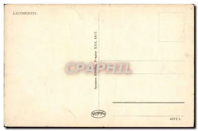 Centralna plac Leitmeritz — widok panoramiczny z kościołem i budynkami handlowymi — wydawca Jacques Révész, nr 4871/1 — Rewers