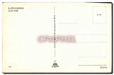 Ružomberok — Hotel de cidade (Úrad MSK) — n° 104 — Verso