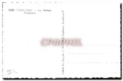 Casablanca — Os Serviços Municipais — Edição La Cigogne, Casablanca — Verso