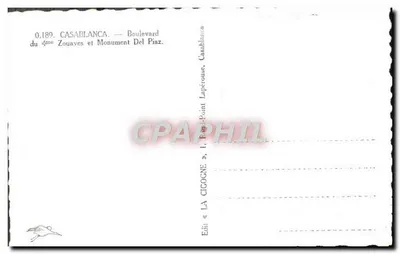 Casablanca — Boulevard dos Zouaves e Monumento Del Piaz — Verso
