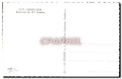 Boulevard do 4º Zouaves — Casablanca — Editor La Cigogne — Verso
