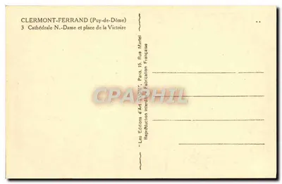 Clermont-Ferrand — Catedral Nossa Senhora e praça da Vitória — Éditions d'Art Yvon, Paris — Verso