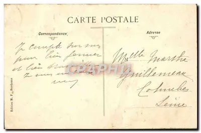 Tarjeta postal antigua Burdeos La Porte de la Grosse Cloche — Reverso