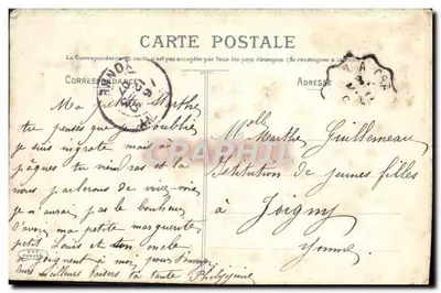 Um Beijo de Lautreville — cartão postal decorativo com carimbo — Verso