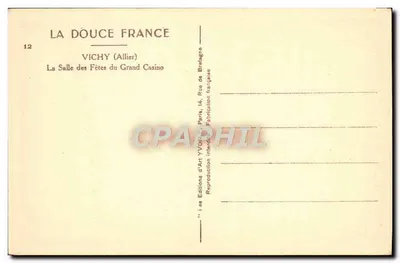 Vichy (Allier) — Sala das Festas do Grand Casino — Edições d'Art Yvon — Verso