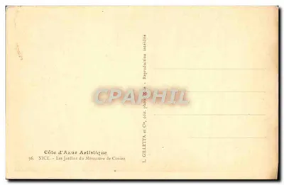 Nice - Ogród Monasterium Cimiez — L. Gilletta, Côte d'Azur Artistique, n°36 — Rewers