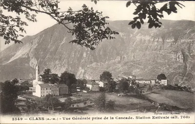 Clans (A.M.) — Vista Geral da Cascata. Estação de Verão (alt. 700) — Edição Giletta, Nice, n° 3549