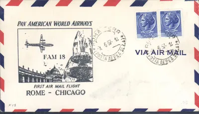 Roma - Chicago — primeiro voo postal aéreo — Pan American World Airways
