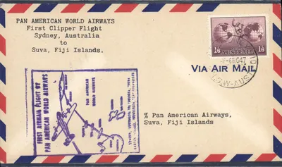 Primeiro voo Clipper da Pan American World Airways — Sydney para Suva, Ilhas Fiji — editor Pan American World Airways