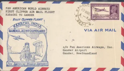 Primeiro voo aéreo Karachi-Gander — Pan American World Airways — 10 de março de 1946