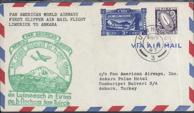 Premier vol aérien Pan American World Airways Limerick-Ankara — Éditeur : Pan American Airways, Inc. (verso)