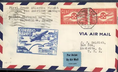 Primeiro voo transatlântico — Lisboa a Marselha — Correio Aéreo Portugal