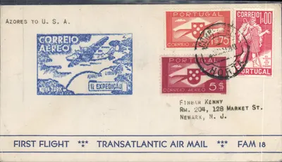 Açores para U.S.A. — Primeira travessia aérea transatlântica — edição especial Correio Aéreo Portugal