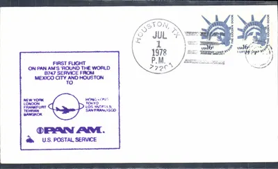 Primeiro voo Pan Am 'Around the World' — Houston, TX — 1º de julho de 1978