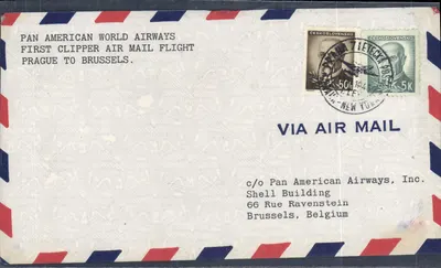 Primeiro voo aéreo Pan American World Airways Praga-Bruxelas — 5K Tcheco-Eslavo