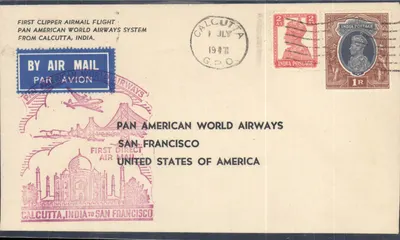 Calcutta, Índia — Primeiro voo aéreo transoceânico — Pan American World Airways
