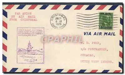 Primeiro voo Cristobal - Cartagena - Curaçao — Zona do Canal, 1929 — editor desconhecido, n° de série não visível