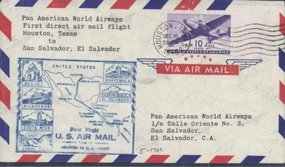 Primeiro voo aéreo direto de Houston para San Salvador — Pan American World Airways