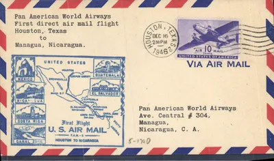 Erster direkter Flug Houston - Managua — Pan American World Airways — Houston, Texas