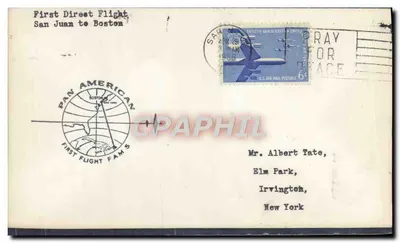 Первый прямой рейс Сан-Хуан — Бостон — Пан Американ — 6¢ U.S. Air Mail