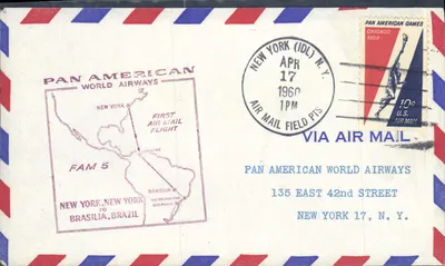 Первый авиаперелёт Нью-Йорк-Бразилия — Pan American World Airways — 1960