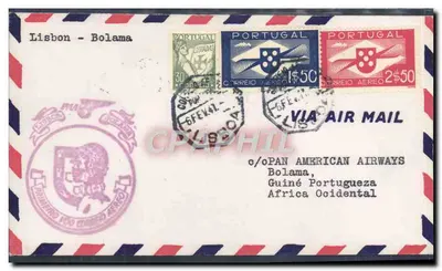 Lisboa - Bolama — Aéropostale via American Airways — Timbres portugueses