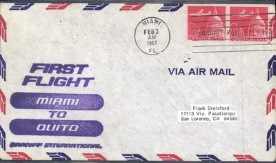 Erster Flug von Miami nach Quito — Banair International — Miami, FL, 3. Februar 1967