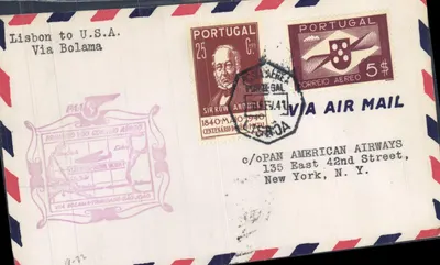 Lisboa para os Estados Unidos da América via Bolama — PAA / Correio Aéreo Portugal