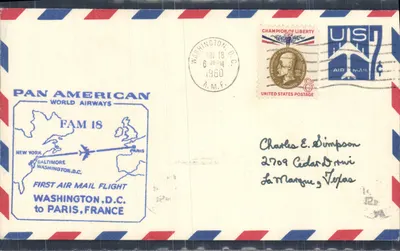 Первый авиаперелёт Вашингтон Д.К. - Париж - Pan American World Airways — FAM 18 — Вашингтон Д.К., 6 июня 1960