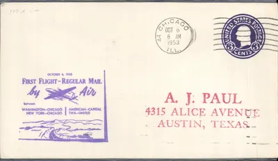 Erster regulärer Flug Chicago-Washington — TWA-United — 6. Oktober 1953 — Chicago, Illinois