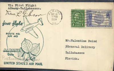 Primeiro voo Albany-Tallahassee — Rodovia AM 40 — United States Air Mail