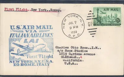 Первый полёт Нью-Йорк-Рим — U.S. Air Mail через итальянские авиакомпании — издатель не указан